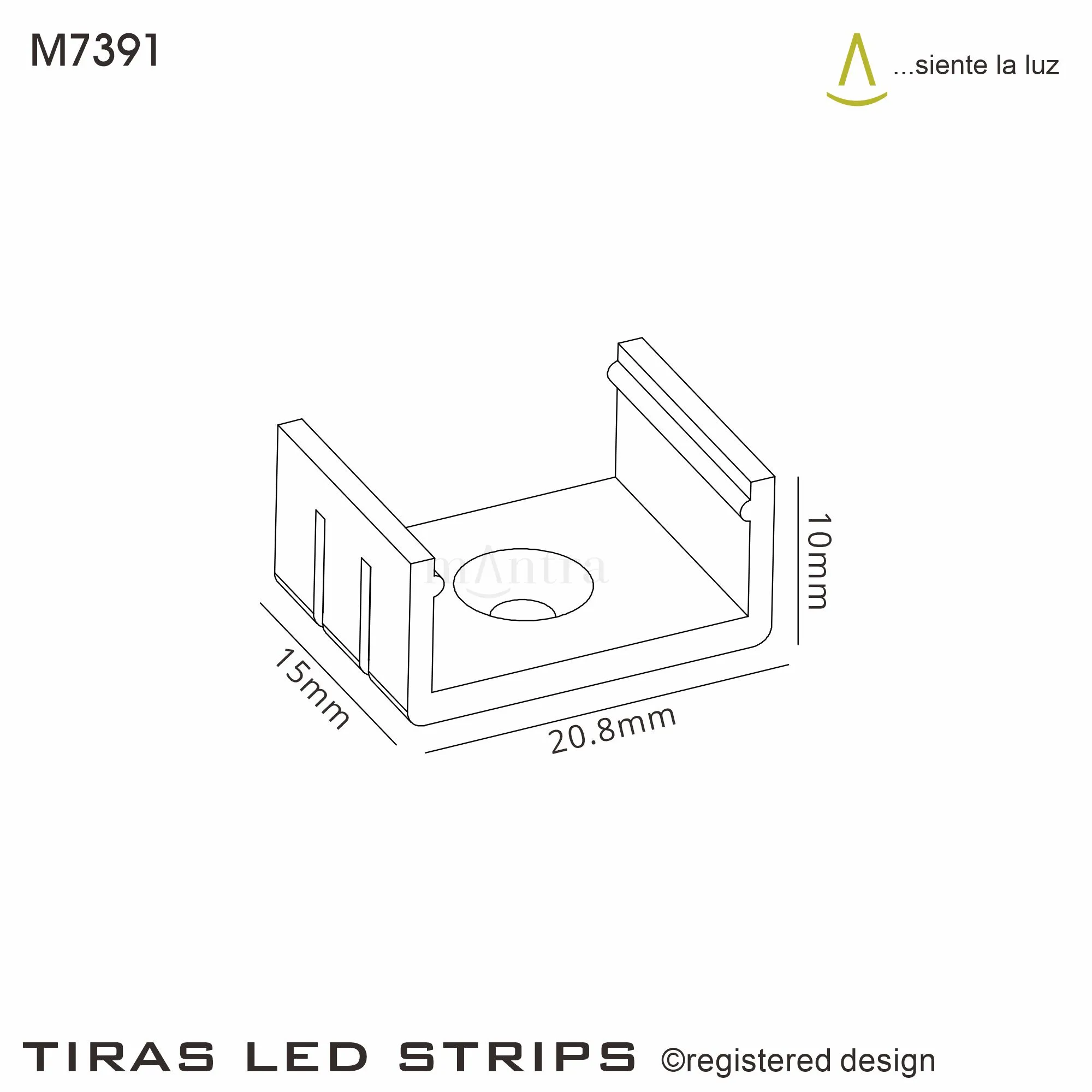 Tiras 20.8mm x 10mm Transparent PC Profile Fixing Clip With Hole (1pc) for M7381 / M7382 / M7383 M7391  Mantra Fusion Tiras LED Profile